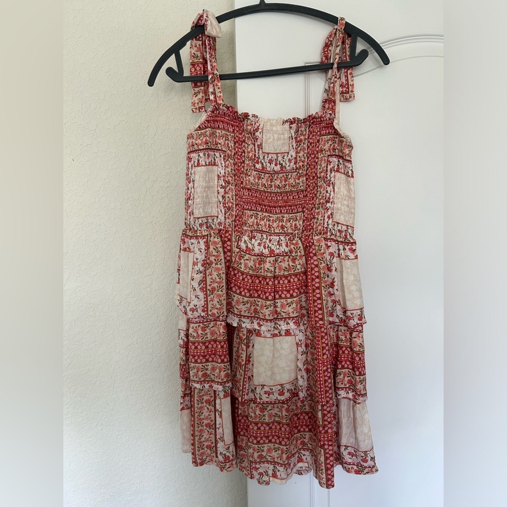 Nwot American Eagle Patchwork Floral Smocked Tier… - image 2